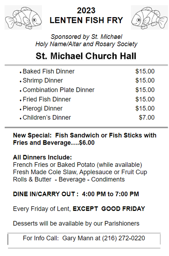 Parish Fish Fry St. Michael Catholic Church
